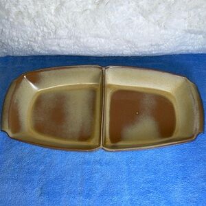 Vintage Frankoma Pottery 5 Quart Divided Dish.